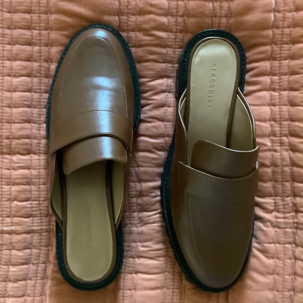 Loafer style chunk heel clog